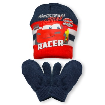 Caciula cu manusi cars, Rosu/blue Caciula cu manusi cars, Rosu/blue