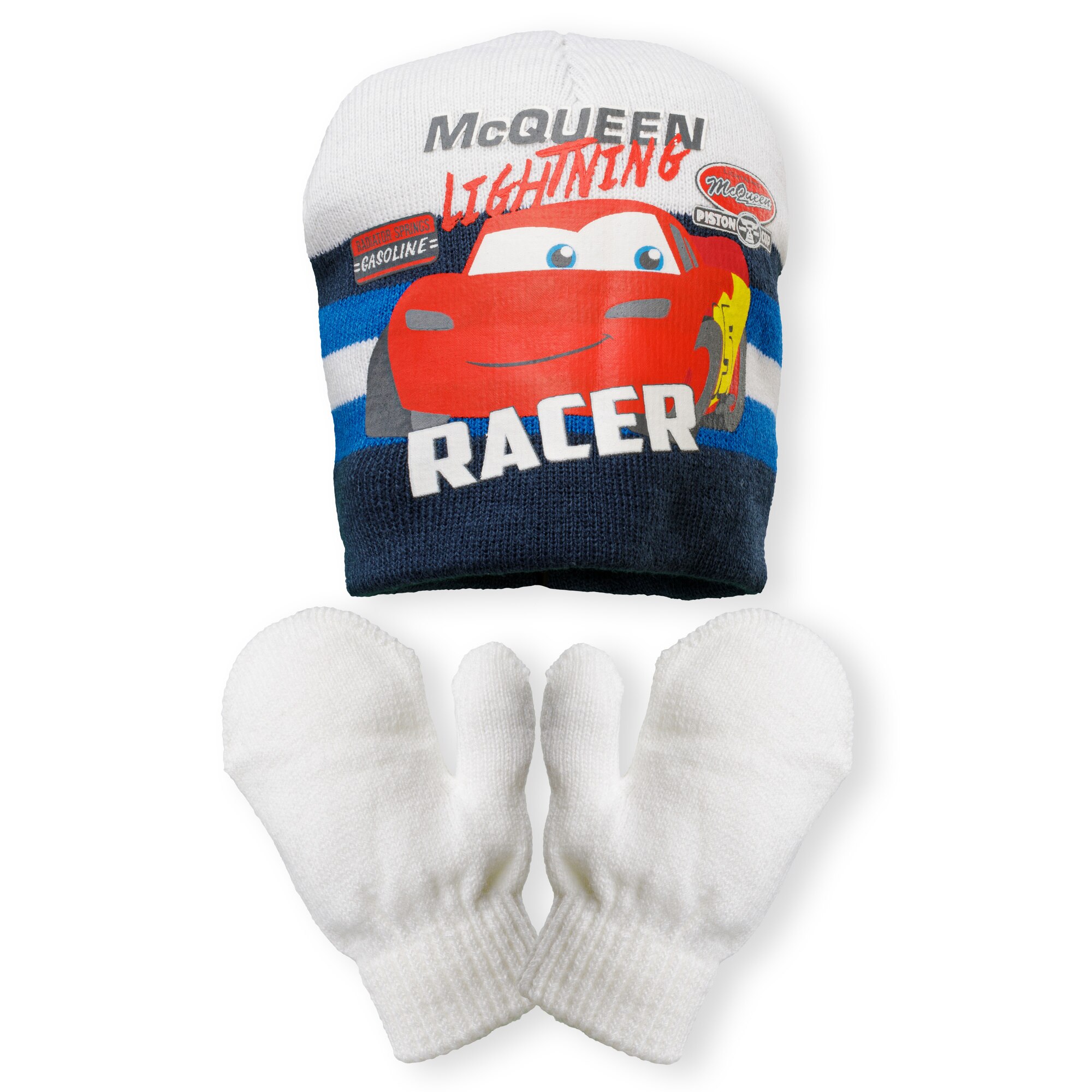 Caciula cu manusi cars, Alb/blue