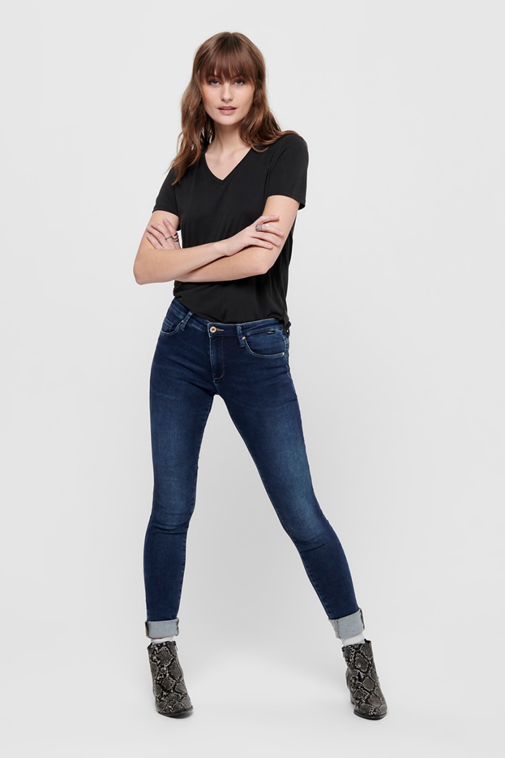 Only, Blugi skinny, Bleumarin/Alb prafuit