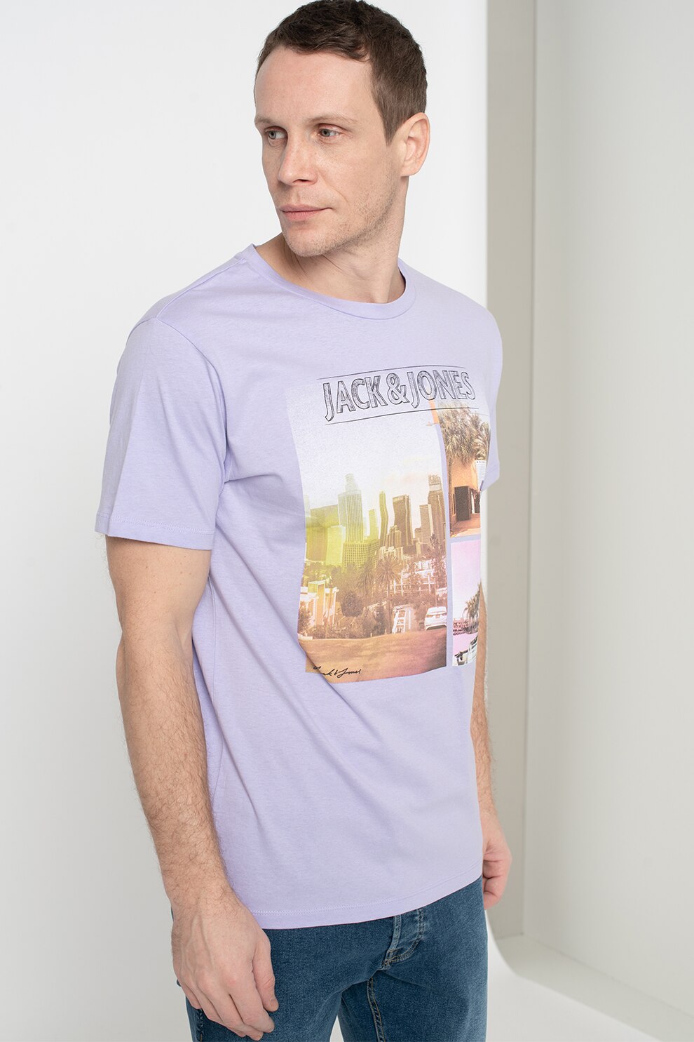 Jack&Jones, Tricou regular fit Lyric, Lila/Roz/Verde, L