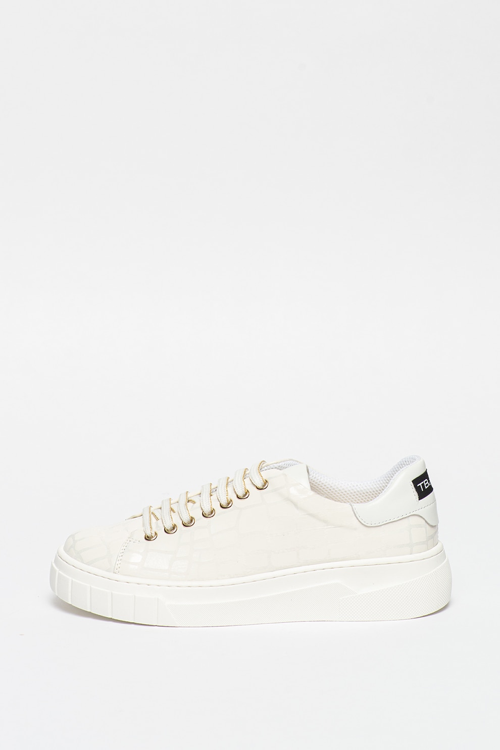 Tosca Blu, Pantofi sport din piele cu aspect texturat, Alb, 40