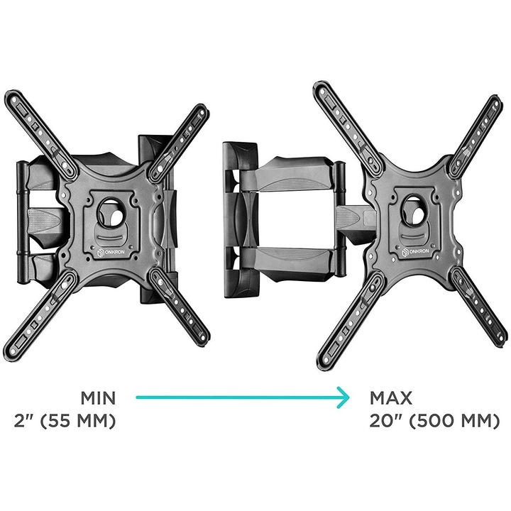 Въртяща се стойка за телевизор, 32"-55", VESA 100x100-400x400 mm, Onkron, Черен