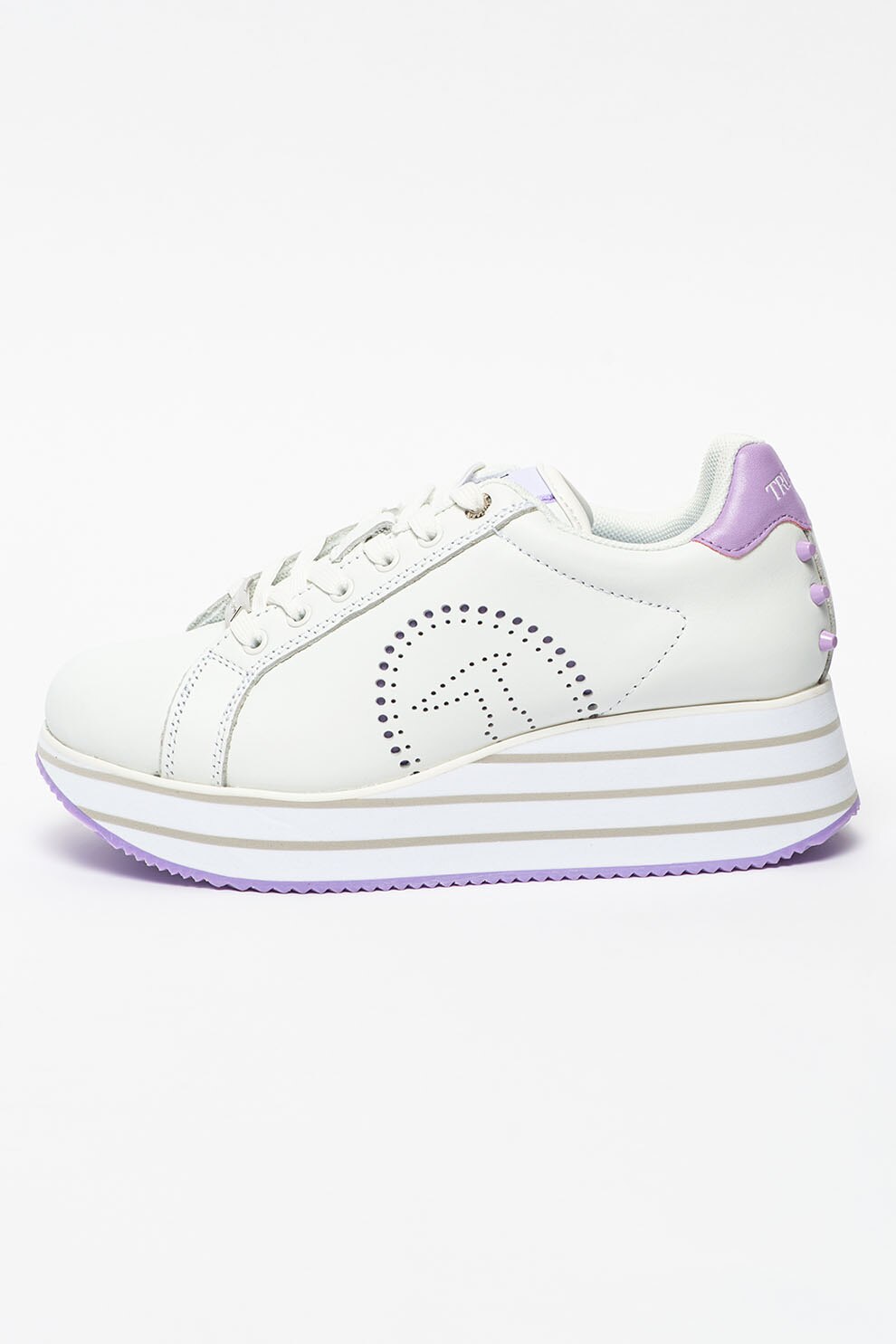 Trussardi, Pantofi sport wedge de piele si piele ecologica Erika