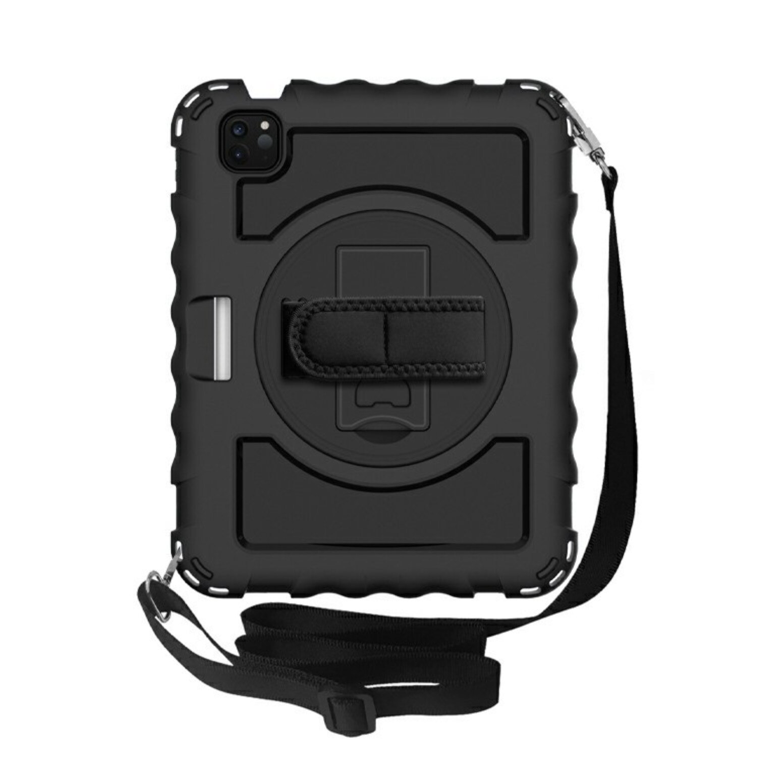 Husa de protectie din silicon dur pentru Apple iPad Air 4 2020 si iPad Pro 11 2018 , curea atasabila, suport tableta, Negru, BBL1963