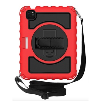 Husa de protectie din silicon dur pentru Apple iPad Air 4 2020 si iPad Pro 11 2018 , curea atasabila, suport tableta, Rosu, BBL1964 Husa de protectie din silicon dur pentru Apple iPad Air 4 2020 si iPad Pro 11 2018 , curea atasabila, suport tableta, Rosu, BBL1964