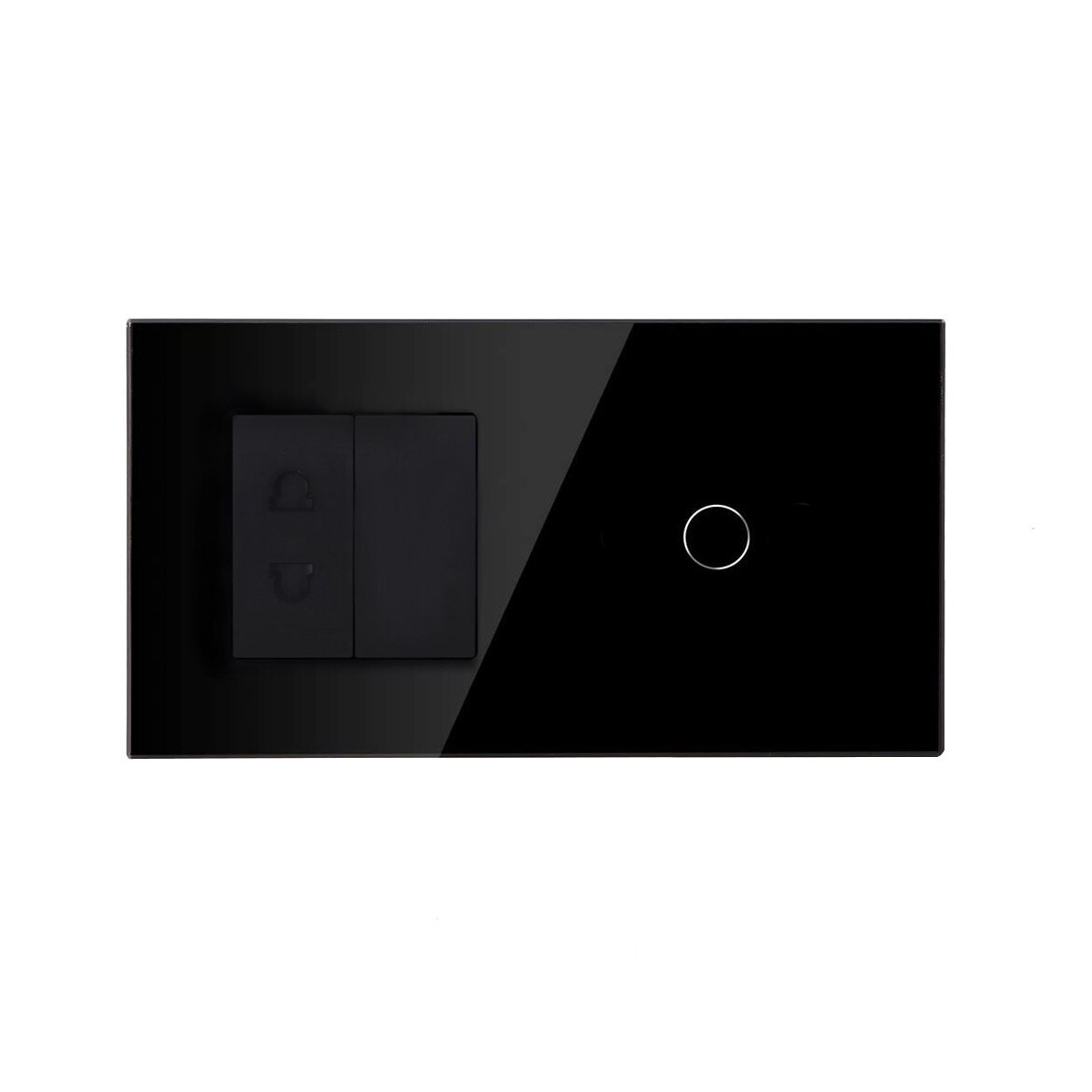 Intrerupator Remote, modern, cu priza , negru, sticla