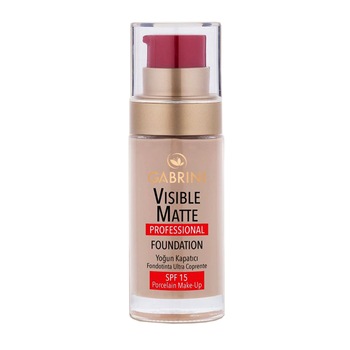 Fond de ten Gabrini Visible Matte Professional Foundation, Porcelain Make Up, SPF 15, 30 ml, nuanta 03 Fond de ten Gabrini Visible Matte Professional Foundation, Porcelain Make Up, SPF 15, 30 ml, nuanta 03
