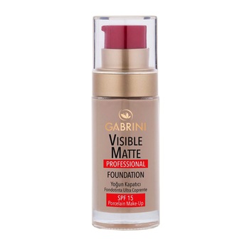 Fond de ten Gabrini Visible Matte Professional Foundation, Porcelain Make Up, SPF 15, 30 ml, nuanta 04 Fond de ten Gabrini Visible Matte Professional Foundation, Porcelain Make Up, SPF 15, 30 ml, nuanta 04