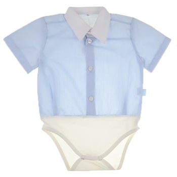 Body tip camasa pentru baieti Baby Colibra 33100AL, Albastru 74 cm Body tip camasa pentru baieti Baby Colibra 33100AL, Albastru 74 cm