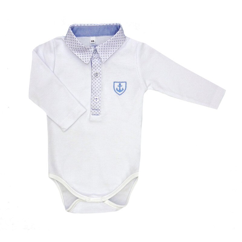 Body elegant pentru baieti Baby Colibra Sternik 97686, Alb, 56 cm