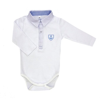 Body elegant pentru baieti Baby Colibra Sternik 97686, Alb, 56 cm Body elegant pentru baieti Baby Colibra Sternik 97686, Alb, 56 cm