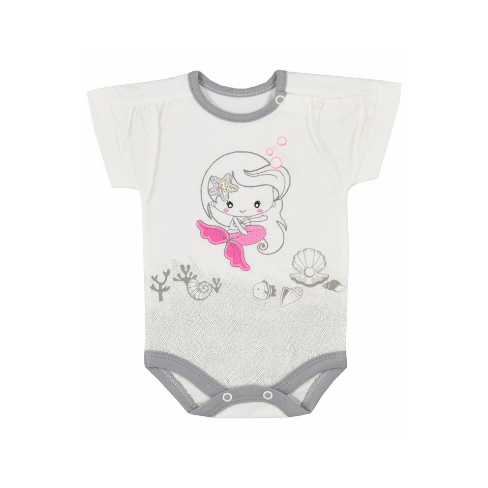 Body cu maneca scurta pentru fete Koala 06-2661, Gri, 74 cm
