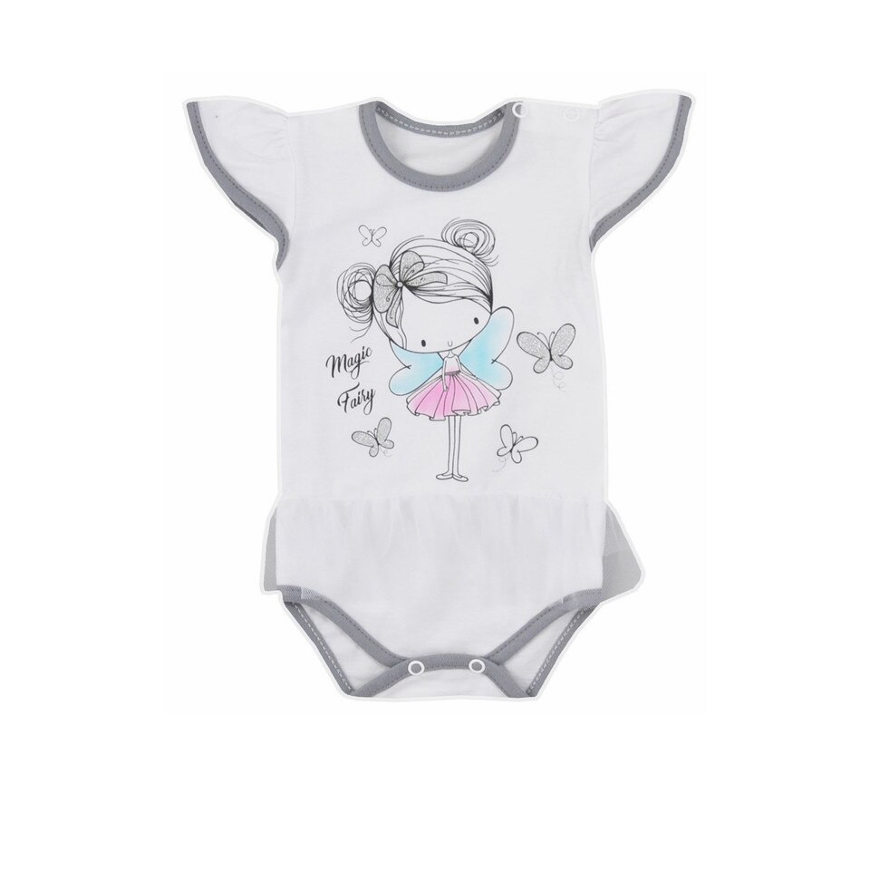 Body cu maneca scurta pentru fete Koala 06-286, Gri, 86 cm