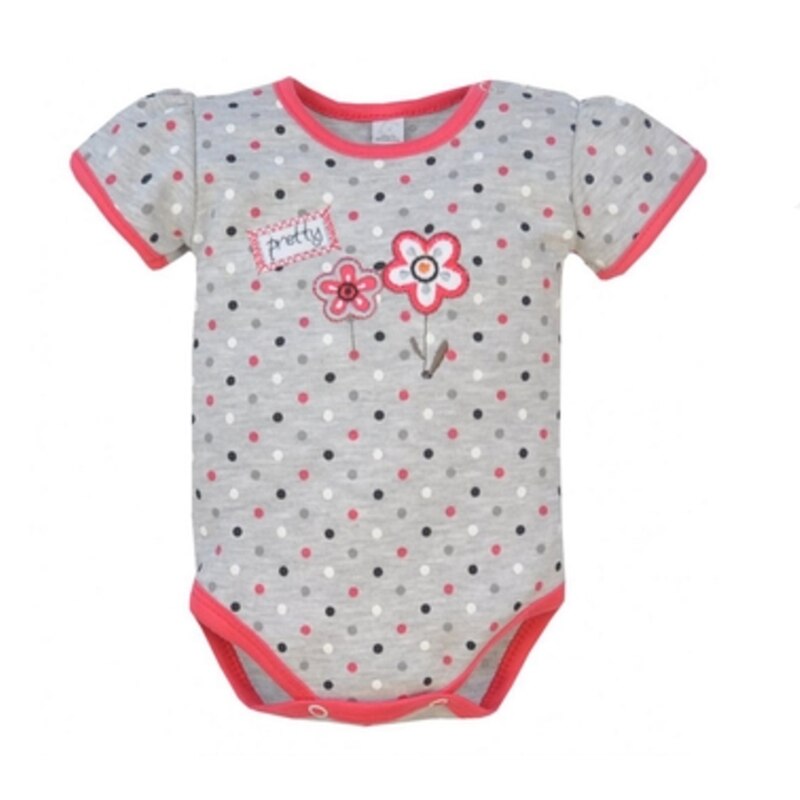 Body cu maneca scurta pentru fete Koala Anulka 2108-G, Gri, 86 cm