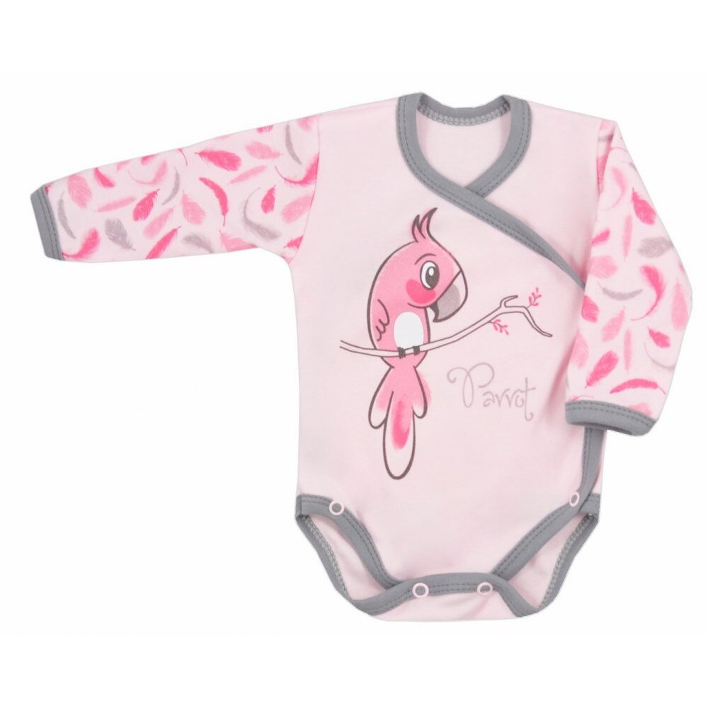 Body cu maneca lunga pentru fete Koala Papuga 3676-R, Roz, 68 cm