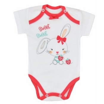 Body cu maneca scurta pentru fete Koala Truskawka 04-385A, Alb, 68 cm Body cu maneca scurta pentru fete Koala Truskawka 04-385A, Alb, 68 cm