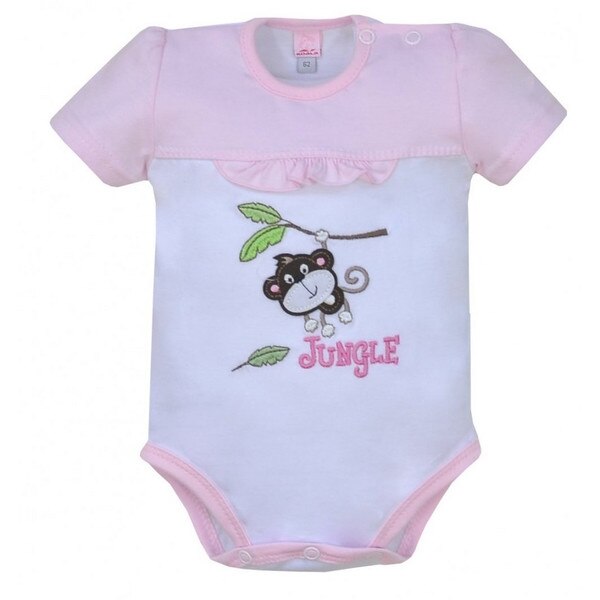 Body cu maneca scurta pentru fete Koala Jungle 04-093R, Roz