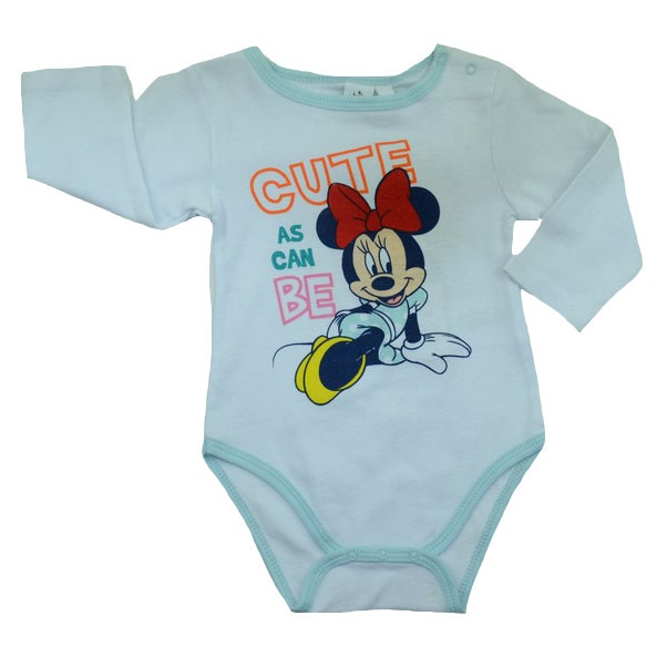 Body cu maneca lunga pentru fete Disney Minnie Mouse NH0392-A, Alb, 80 cm