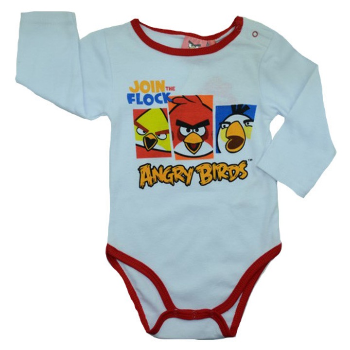 Sun City, Body hosszú ujjal, fiúknak Angry Birds NH0300-R, fehér, 80 cm