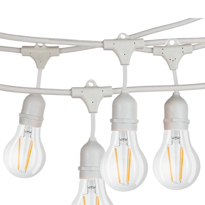 Ghirlanda luminoasa cu Pendul 15 m. cu 15 becuri A60 2W LED E27 interconectabila cablu Alb