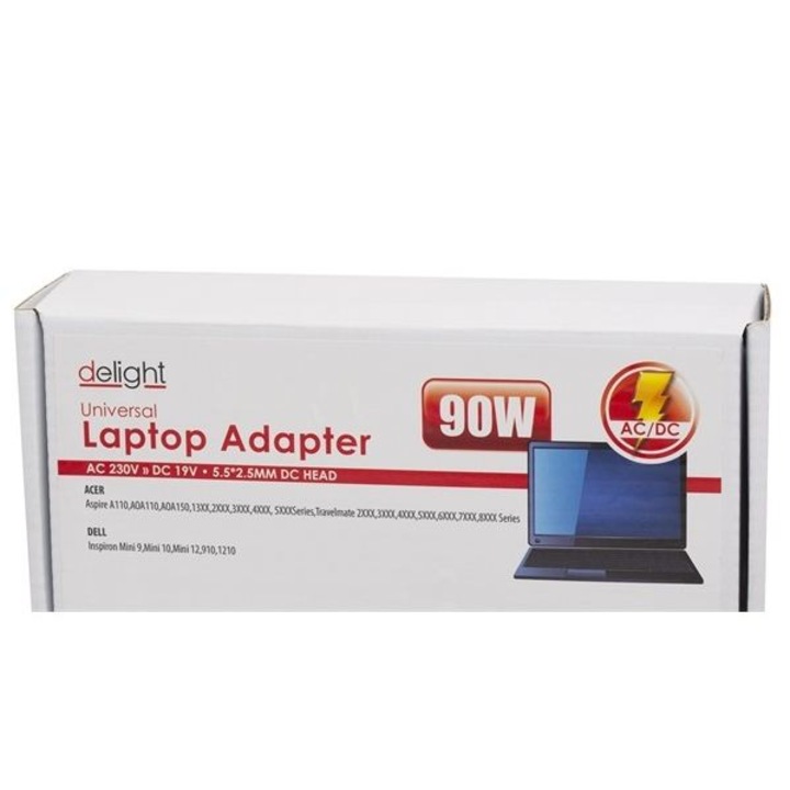 Delight Univerzális laptop/notebook töltő adapter tápkábellel (55365) (55365)