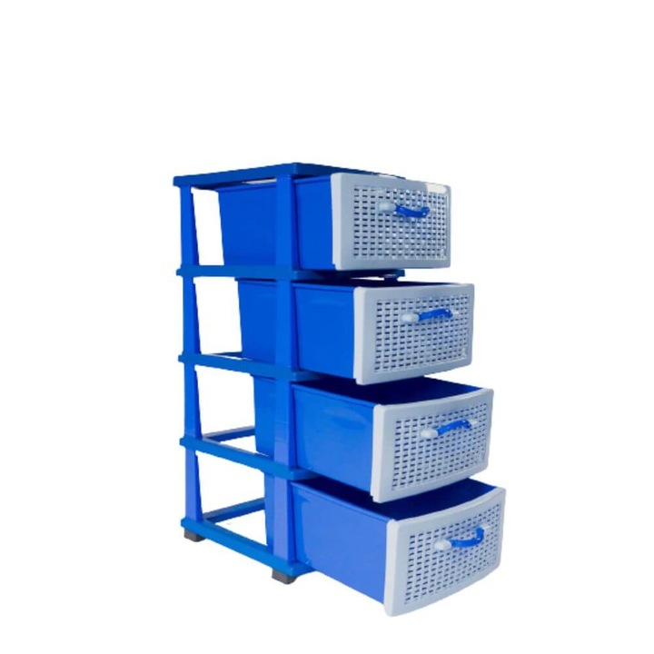Dulap Universal cu 4 Sertare STERK, 36x45x90 cm, Plastic Albastru