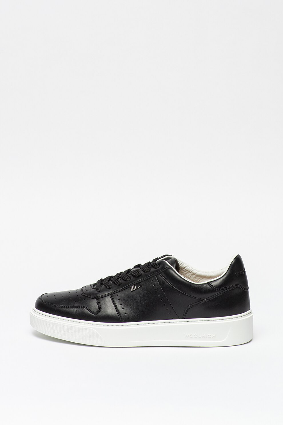 Woolrich, Pantofi sport din piele cu varf rotund, Negru, 45