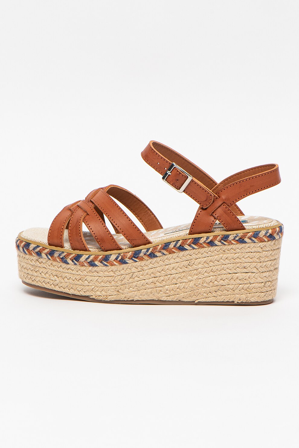 MTNG, Sandale tip espadrile din piele ecologica cu talpa wedge