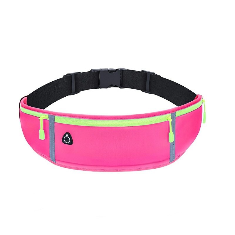 Borseta sport pentru alergat cu 3 compartimente pentru telefon mobil si accesorii, centura elastica reglabila, material impermeabil, Roz Verde, BBL1999