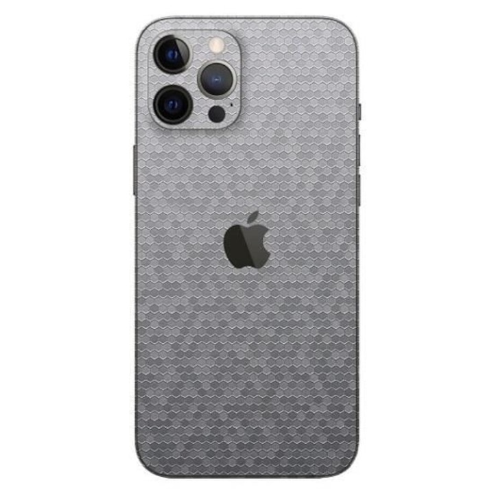 Set Folii Skin Acoperire 360 Compatibile cu Apple iPhone 12 Pro (Set 2) - ApcGsm Wraps HoneyComb Gray