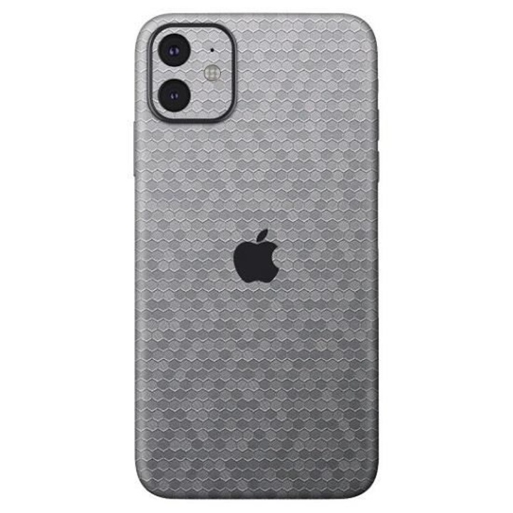 Set Folii Skin Acoperire 360 Compatibile cu Apple iPhone 11 (Set 2) - ApcGsm Wraps HoneyComb Gray
