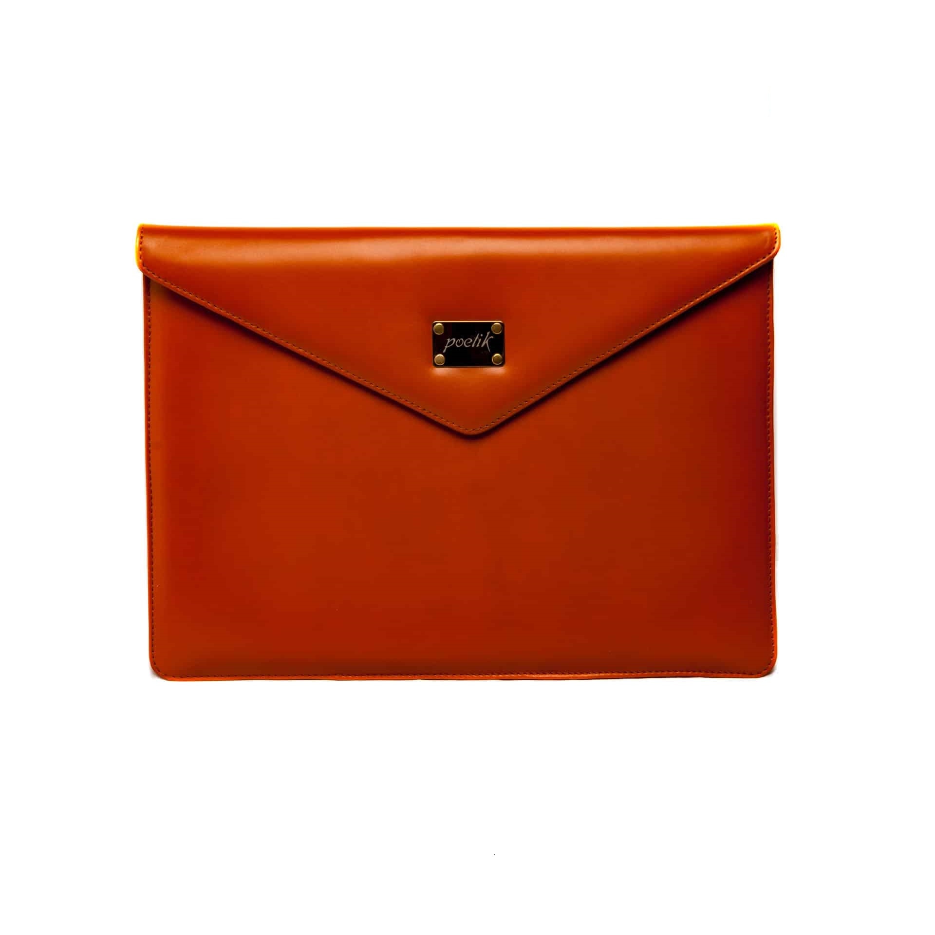 Husa pentru MacBook Air Gold 12 inch, Poetik, Piele Naturala, Portocaliu