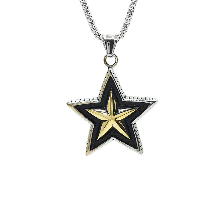 Pandantiv Stea star cu lant otel inoxidabil, PersonalStyle