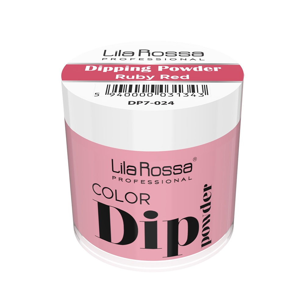 Pudra acrilica Dip Powder color, Lila Rossa, 7 g, 024 Ruby Red