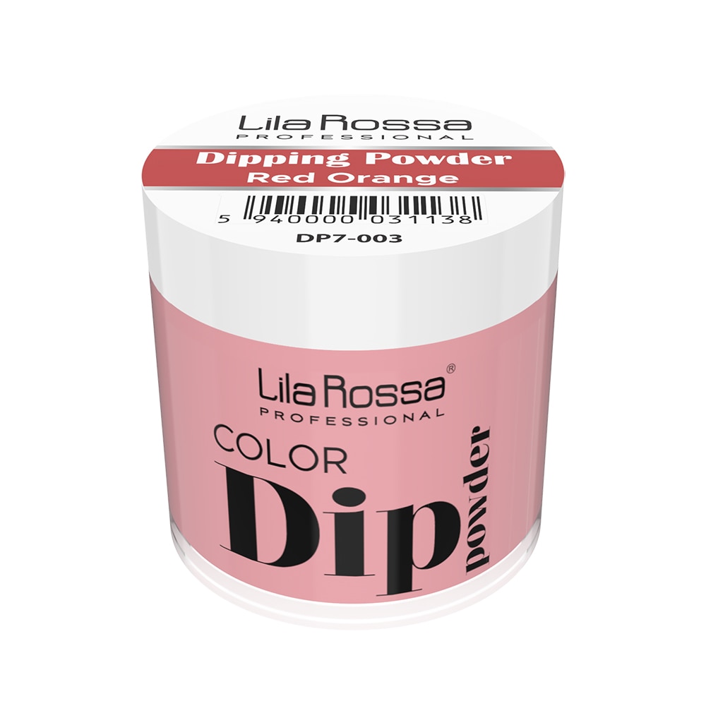 Pudra acrilica Dip Powder color, Lila Rossa, 7 g, 003 Red Orange
