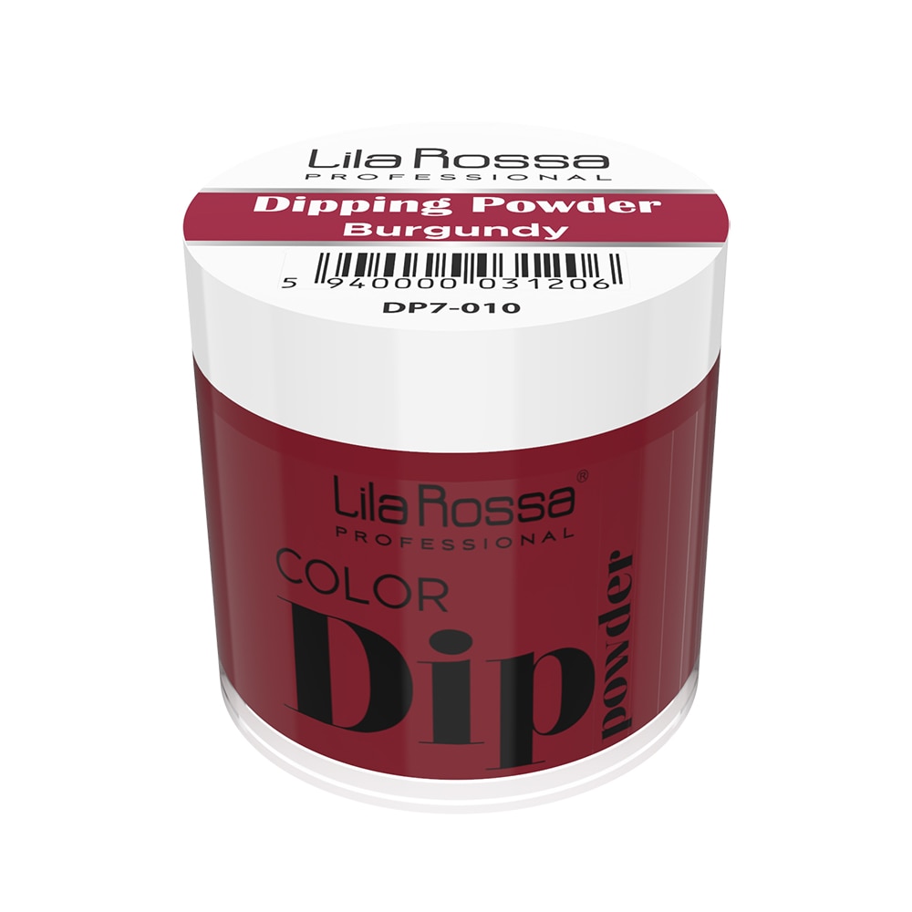 Pudra acrilica Dip Powder color, Lila Rossa, 7 g, 010 Burgundy