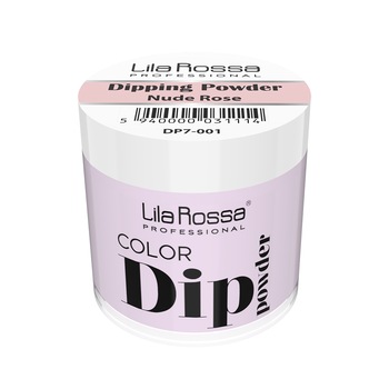 Pudra acrilica Dip Powder color, Lila Rossa, 7 g, 001 Nude Rose