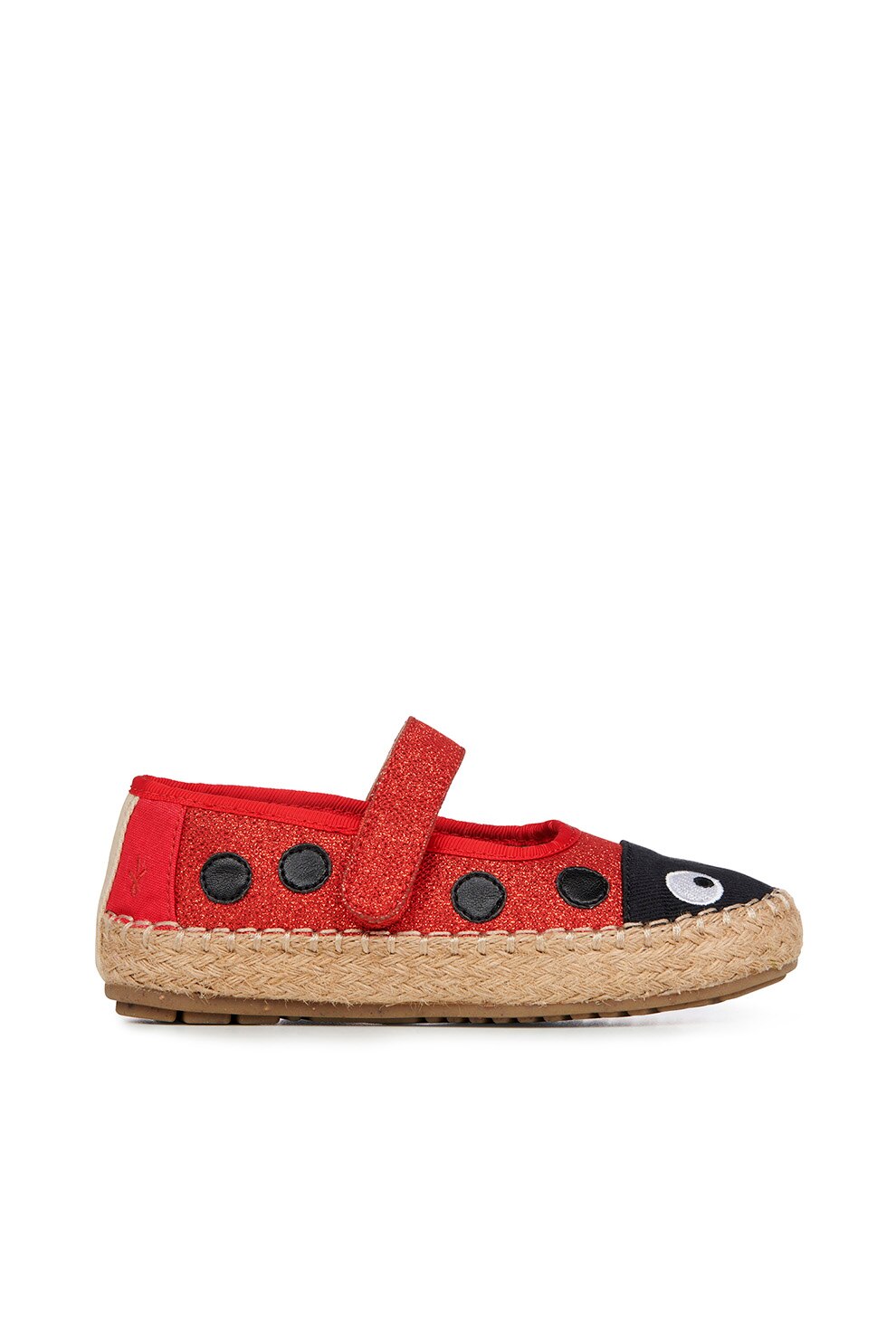 Emu, Pantofi loafer cu inchidere velcro si insertii stralucitoare Ladybird Nest, Rosu/Negru, 31 EU, Rosu/Negru