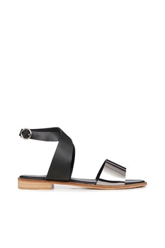 Emu, Sandale din piele cu barete incrucisate Barrier, Negru, 5, Negru Emu, Sandale din piele cu barete incrucisate Barrier, Negru, 5, Negru