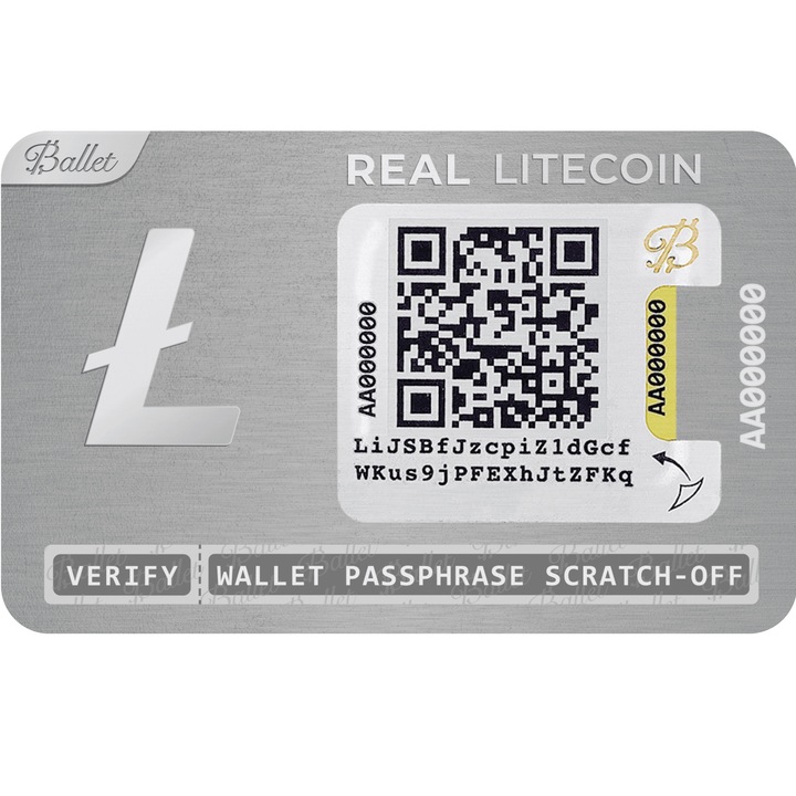 Portofel hardware Real Litecoin, Ballet, Argintiu, cod QR