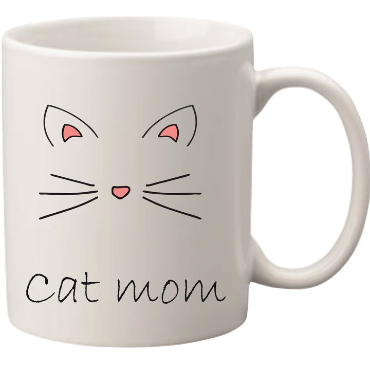 Cana alba personalizata, Cat mom, 330 ml