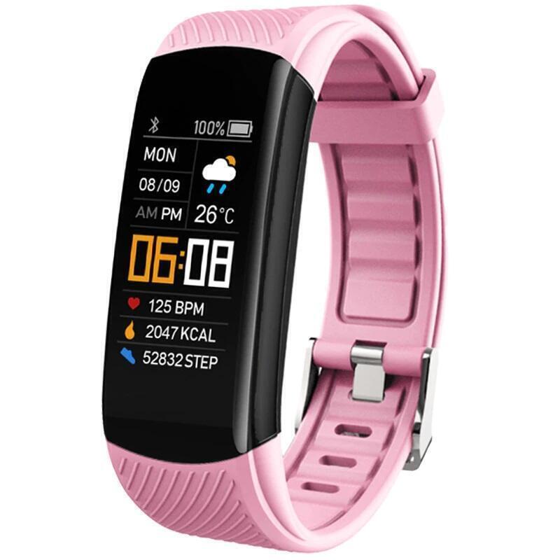 Bratara fitness SMARTECH cu Bluetooth, monitorizare ritm cardiac, calorii arse, vreme, notificari, functii fitness S175 Roz