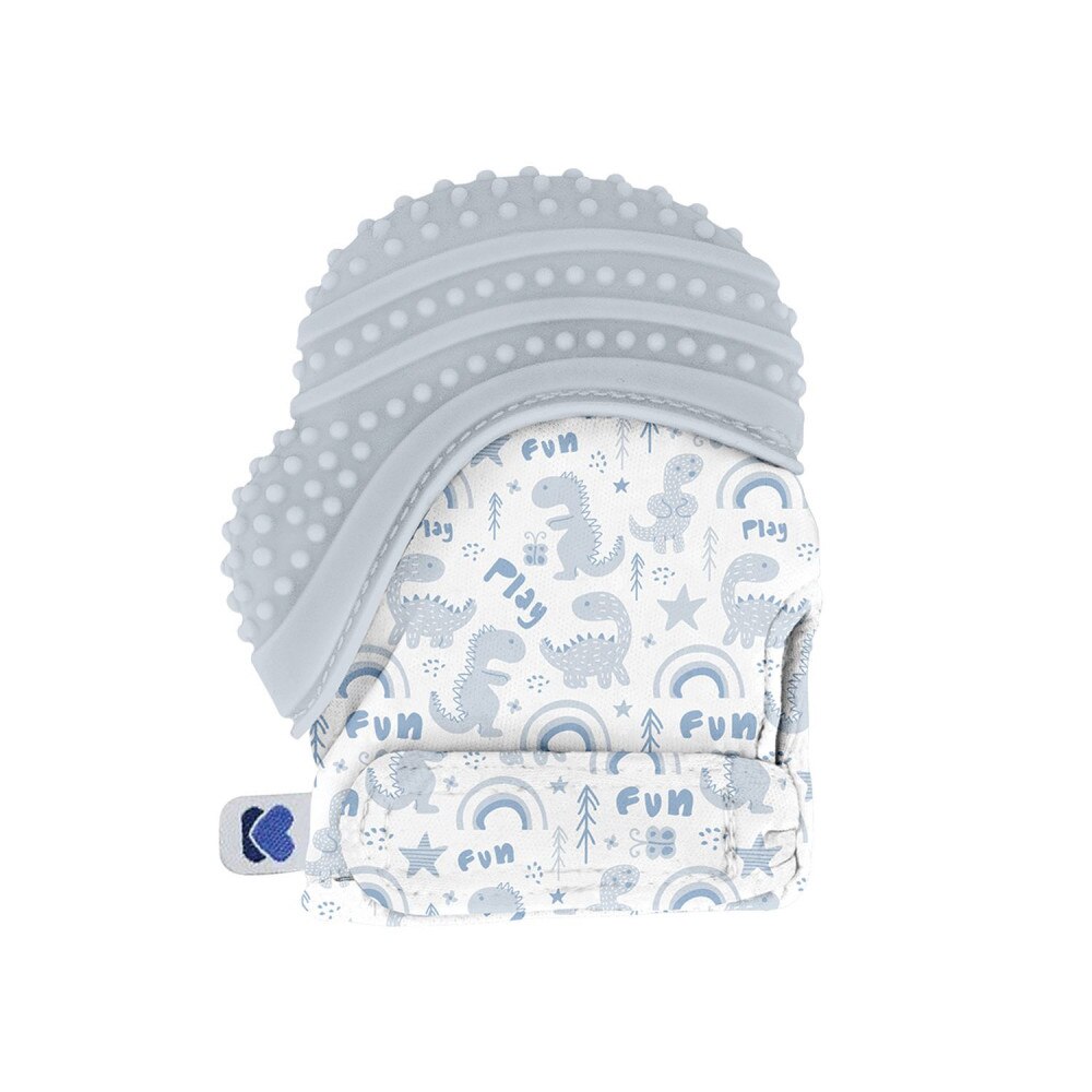 Manusa dentitie pentru bebelusi KikkaBoo Mitten Dinosaur Blue