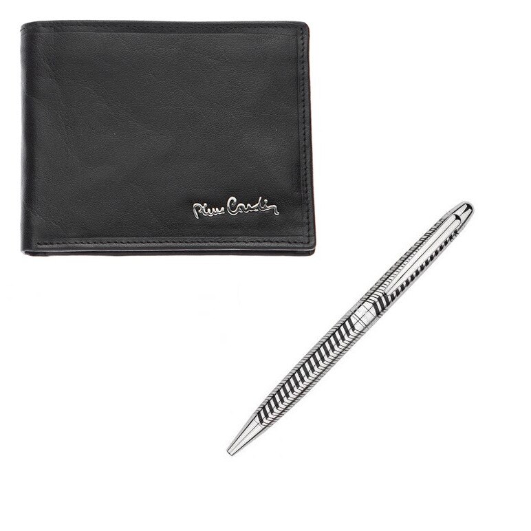 Set cadou pix cu portofel, Pierre Cardin, Piele naturala