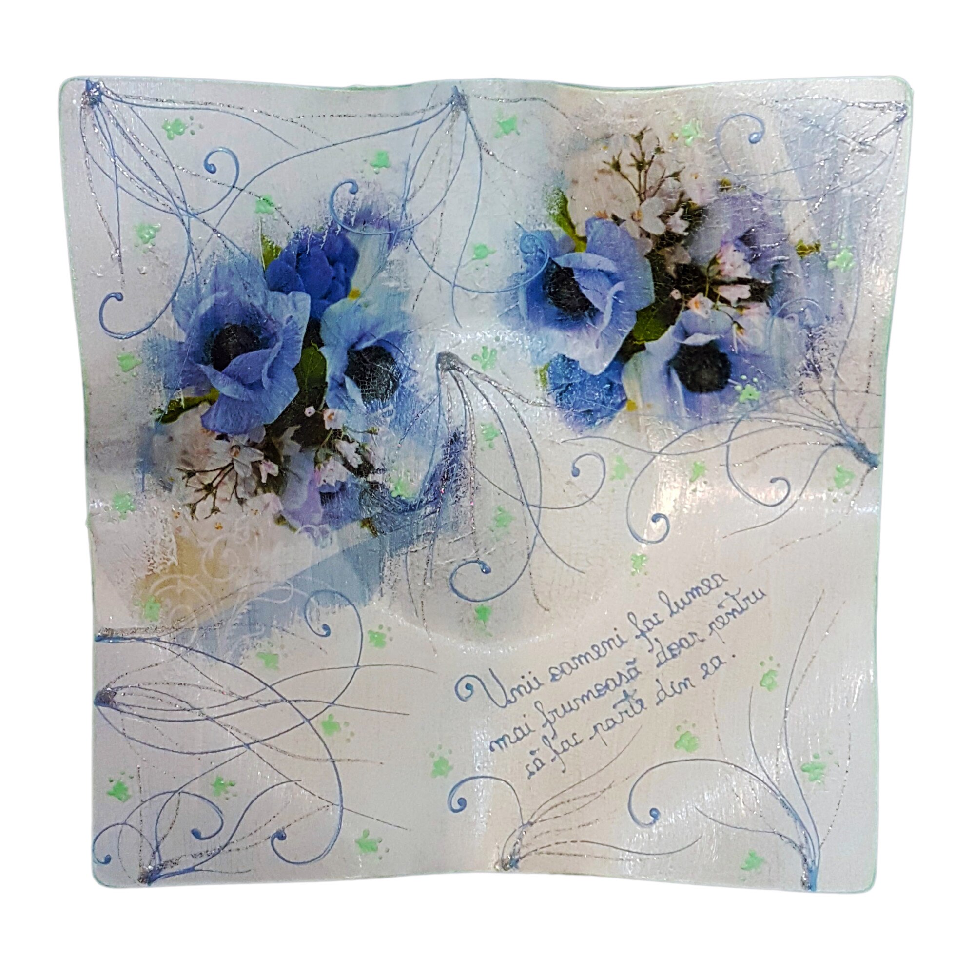 Platou PtrRot, 30x30 cm, Art Stic, Blue anemones personalizat