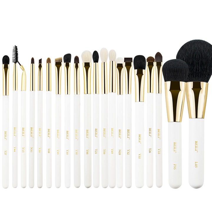 Set 20 pensule make-up Beili White Gold, alb