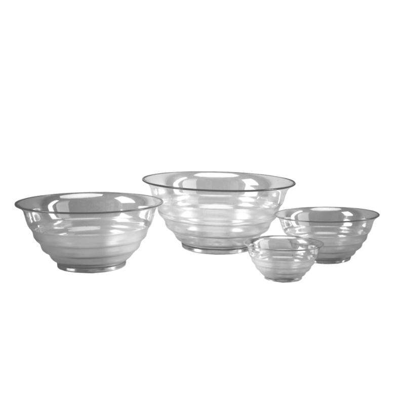 Set de 4 boluri pentru salata, efect de cristal, plastic