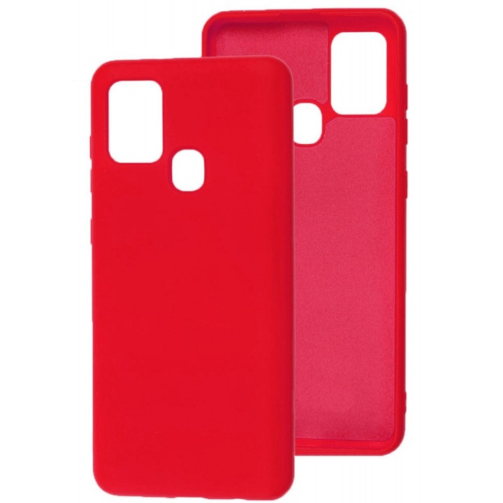 Samsung A21s, SILKASE, piros színű, puha szilikonnal kompatibilis tok