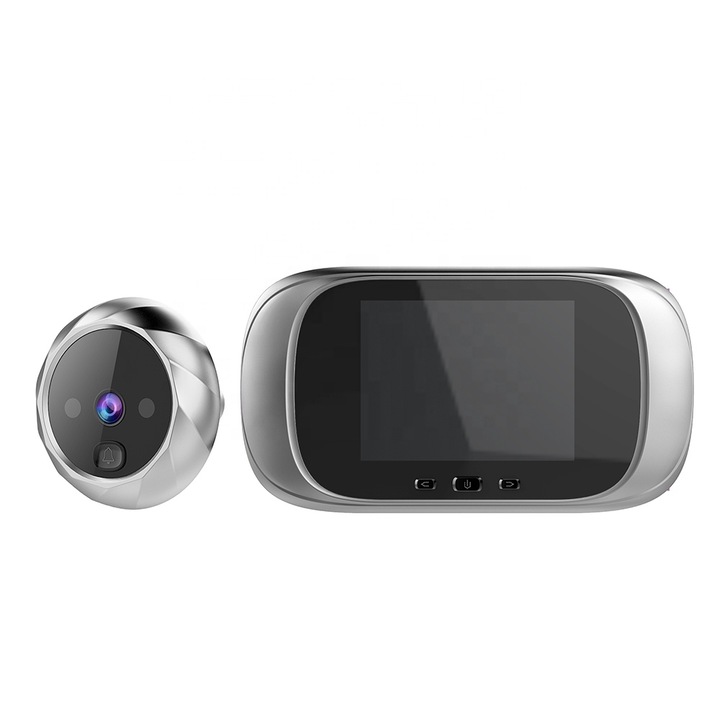 Електронна видео шпионка за врата Smarty, Вграден звънец, Дисплей 2.8", сребриста
