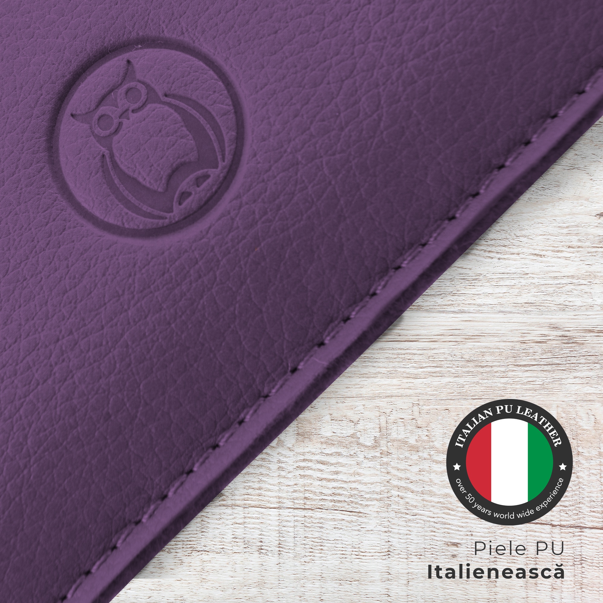 Husa laptop, MacBook PRO 13 inch, UNIKA, piele PU cu lana din fibre naturale, mov